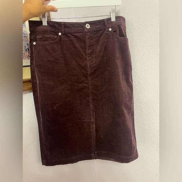 J. Jill Corduroy Pencil Skirt in Deep Purple EUC Size 12 Petite - Picture 1 of 5